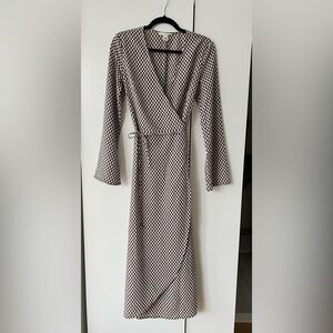 Midi Wrap-Dress white/brown/black